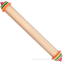 Wood Rolling Pin with Removable Thickness Ring